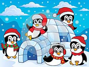 Igloo with penguins theme 2