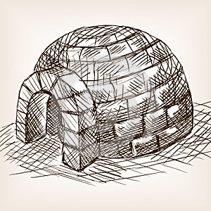 Igloo snow house hand drawn sketch vector