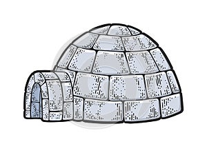 Igloo snow hut sketch vector illustration