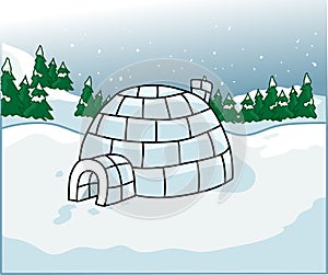 Igloo snowy Christmas background