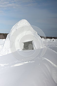 Igloo  standing on a snowy glade  in the winter, Novosibirsk, Russia