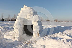 Igloo  standing on a snowy  in winter, Novosibirsk, Russia