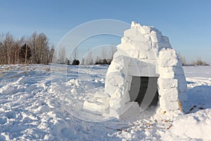 Igloo  standing on a snowy  in winter, Novosibirsk, Russia