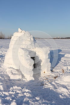 Igloo  standing on a snowy  in  winter, Novosibirsk, Russia