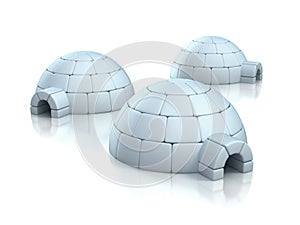 Igloo village on white background