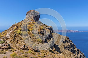 The igneous peak of Skaros rock on Santorini