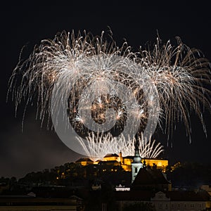 Ignis Brunensis fireworks over the historical part of Brno