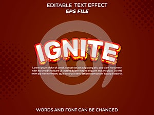 ignite text effect, font editable, typography, 3d text. vector template