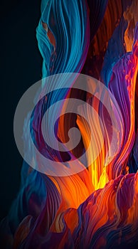 Dancing Flames: Abstract Image of Blue and Orange Fire (AI Generated)