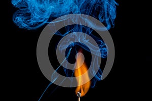 Ignition of match with smoke