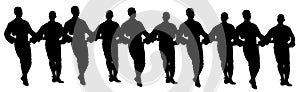 Balkan Dancers silhouette, vector illustration isolated on white background. Folk dance kolo in east Europe.  Traditional wedding photo