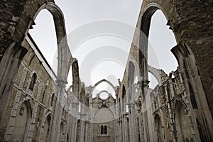 Igreja do Carmo ruins in Lisbon, Portugal. photo