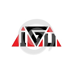 IGU triangle letter logo design with triangle shape. IGU triangle logo design monogram. IGU triangle vector logo template with red