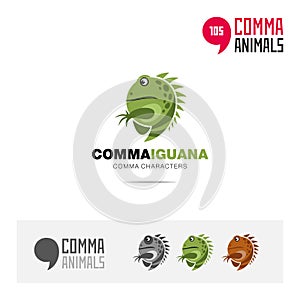 Iguana animal concept icon set and modern brand identity logo template and app symbol based on comma sign