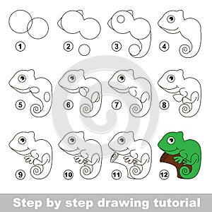 Iguana. Drawing tutorial.