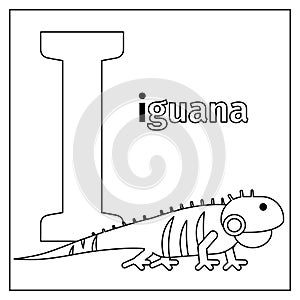 Iguana, letter I coloring page