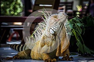 Iguana Photo Close-up portrait Large Green