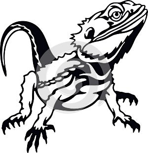 Iguana - Reptiles of the wild. Wildlife stencil. Pet and tropical animal.