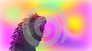 The iguana is a symbol of fertility, good luck and wisdom. Colorful, rainbow multicolored background