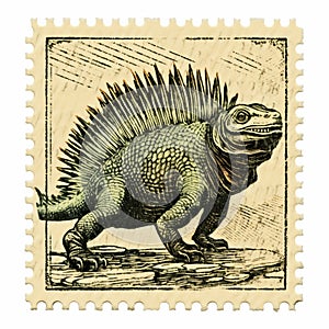 Iguanodon Stamp: A Unique Dinosaur Illustration By Ravi Zupa