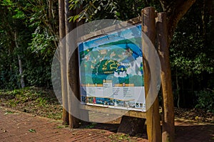 IGUAZU, BRAZIL - MAY 14, 2016: iguazus natural park map showing all the routes and places where you can go to see the