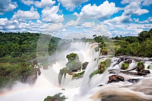 Iguazu Falls on the Border of Argentina and Brazil.