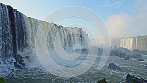 Iguazu Falls, the largest series of waterfalls of the world, located at the Brazilian and Argentinian border