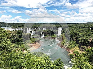 Iguazu Falls are one of the world`s famous natural waterfalls, on the border of Brazil and Argentina.