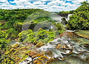 Iguazu Falls in a tropical rainforest in Argentina