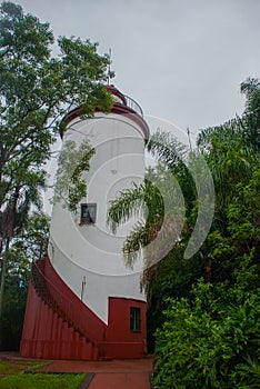 Iguazu National Park, Misiones, Argentina. Lighthouse and sign in Iguazu National Park