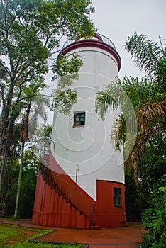 Iguazu National Park, Misiones, Argentina. Lighthouse and sign in Iguazu National Park