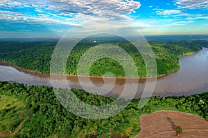 Iguazu River on the triple border of Brazil, Argentina and Paraguay