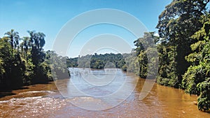 Iguazu waterfalls on the border of Brazil and Argentina in Argentina