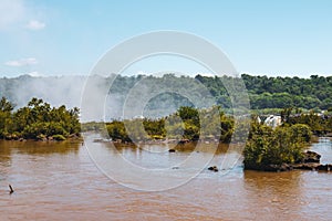 Iguazu waterfalls on the border of Brazil and Argentina in Argentina