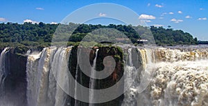 Iguazu waterfalls on the border of Brazil and Argentina in Argentina