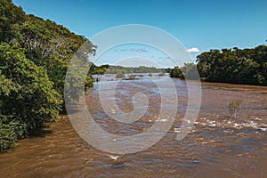 Iguazu waterfalls on the border of Brazil and Argentina in Argentina