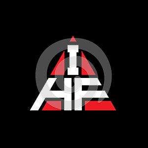 IHF triangle letter logo design with triangle shape. IHF triangle logo design monogram. IHF triangle vector logo template with red