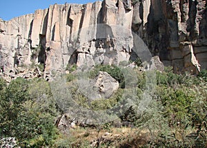 Ihlar Canyon. Cappadocia. Turkey. Landscapes of untouched nature near a rapid river in the depths of the canyon.