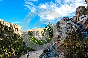 Ihlara valley with rock caves Central Anatolia. Capadocia, Turkey