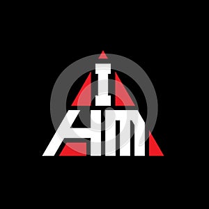 IHM triangle letter logo design with triangle shape. IHM triangle logo design monogram. IHM triangle vector logo template with red
