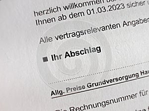 Ihr Abschlag (Your Costs) on a Letter
