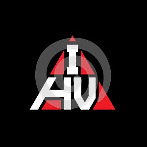 IHV triangle letter logo design with triangle shape. IHV triangle logo design monogram. IHV triangle vector logo template with red