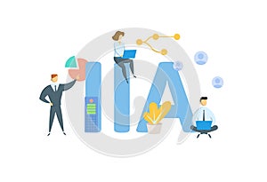 IIA, Institute of Internal Auditors. Concept with keyword, people and icons. Flat vector illustration. Isolated on white