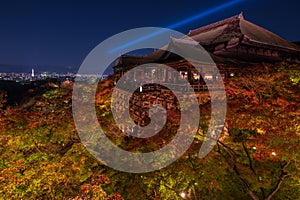 Iight up laser show at kiyomizu dera temple