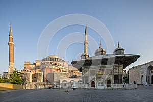 III. Ahmet Fountain and Haghia Sophia Museum in Fatih district o