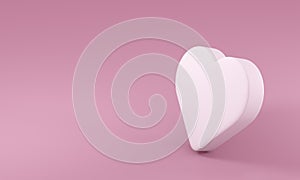 IIllustration. White volumetric heart on a pink background. 3d render. Element for design, greeting cards, greetings