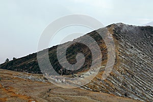 Ijen carter with mountain view