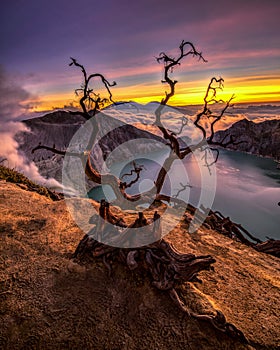 Ijen Crater Dusk at Banyuwangi East Java Indonesia. photo