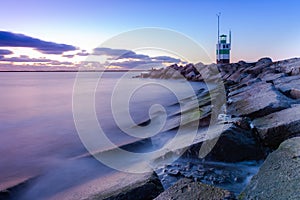 IJmuiden Lighthouse at sunset - long exposure