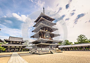 Ikaruga - June 03, 2019: The Horyu-Ji, temple in Irakuga, Nara Perfecture, Japan